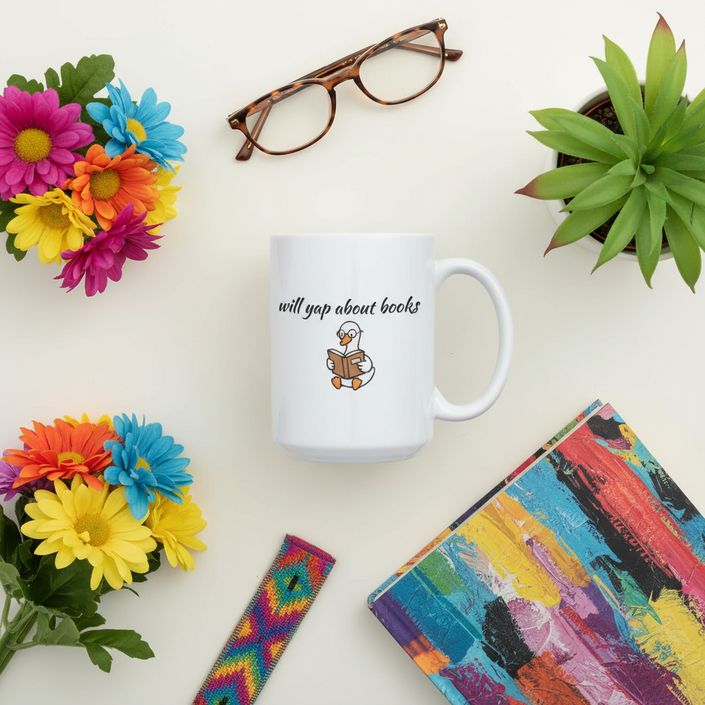 Will Yap About Books Duck Mug | Funny Book Lover Gift Mug for Readers & Book Club