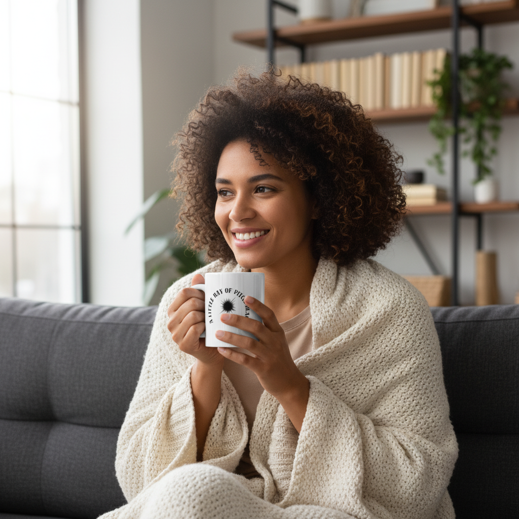 A Little Ray of Pitch Black Mug | Ceramic Coffee Cup 11oz