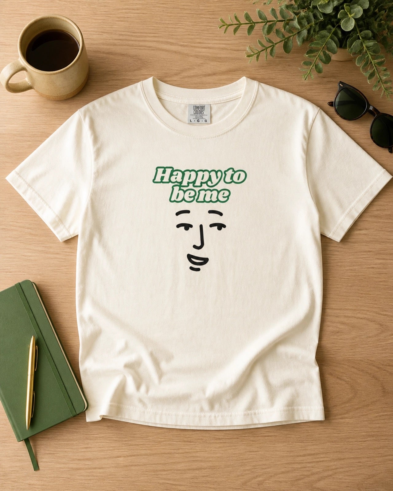 Happy to Be Me Face Graphic T-Shirt | Positive Slogan Tee