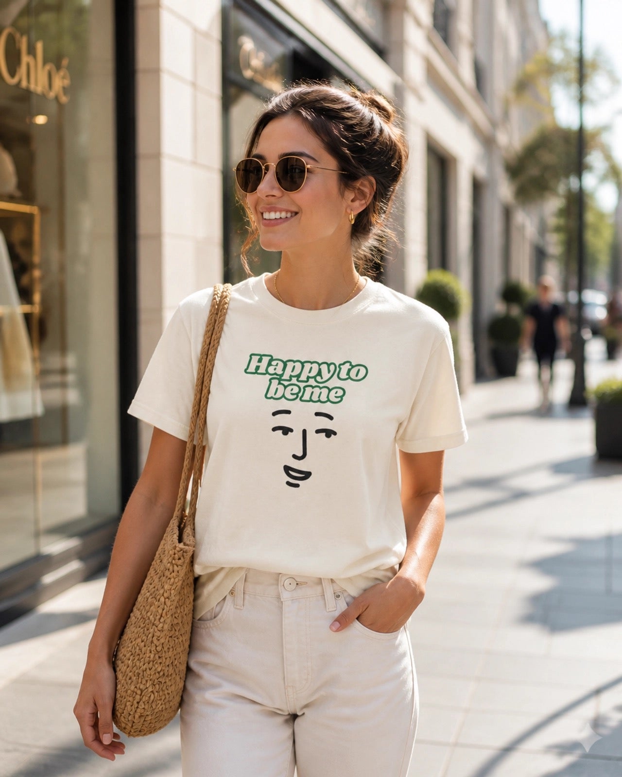 Happy to Be Me Face Graphic T-Shirt | Positive Slogan Tee