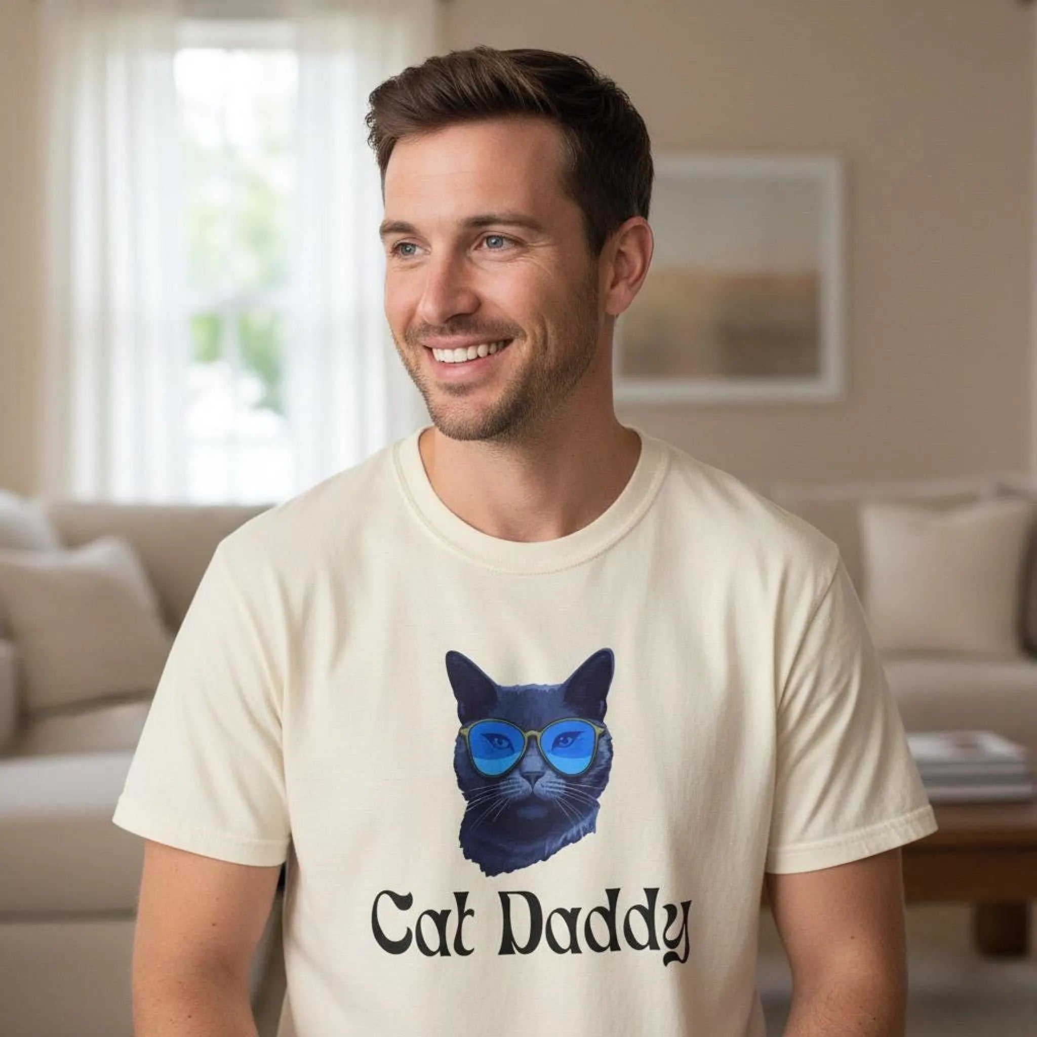 Cat Daddy Graphic T-Shirt | Cat Face with Sunglasses Retro Tee