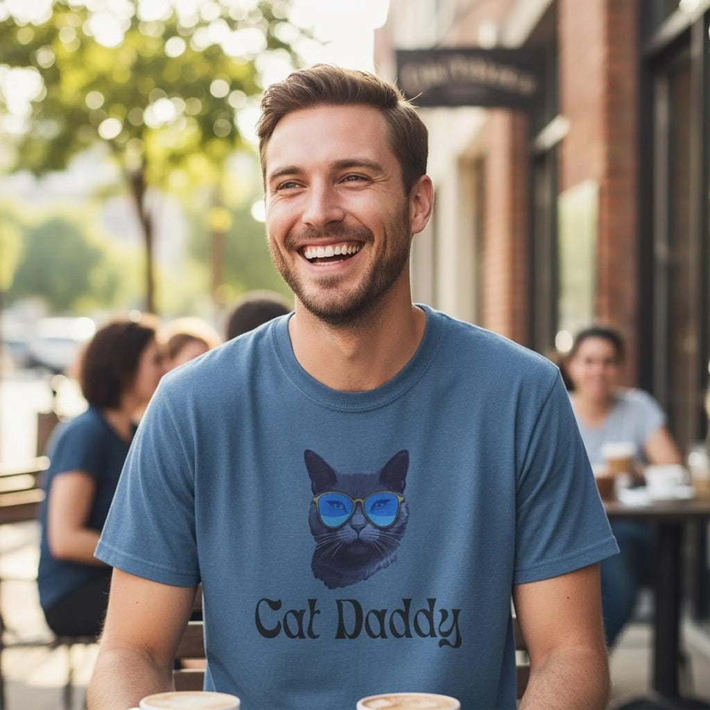 Cat Daddy Graphic T-Shirt | Cat Face with Sunglasses Retro Tee