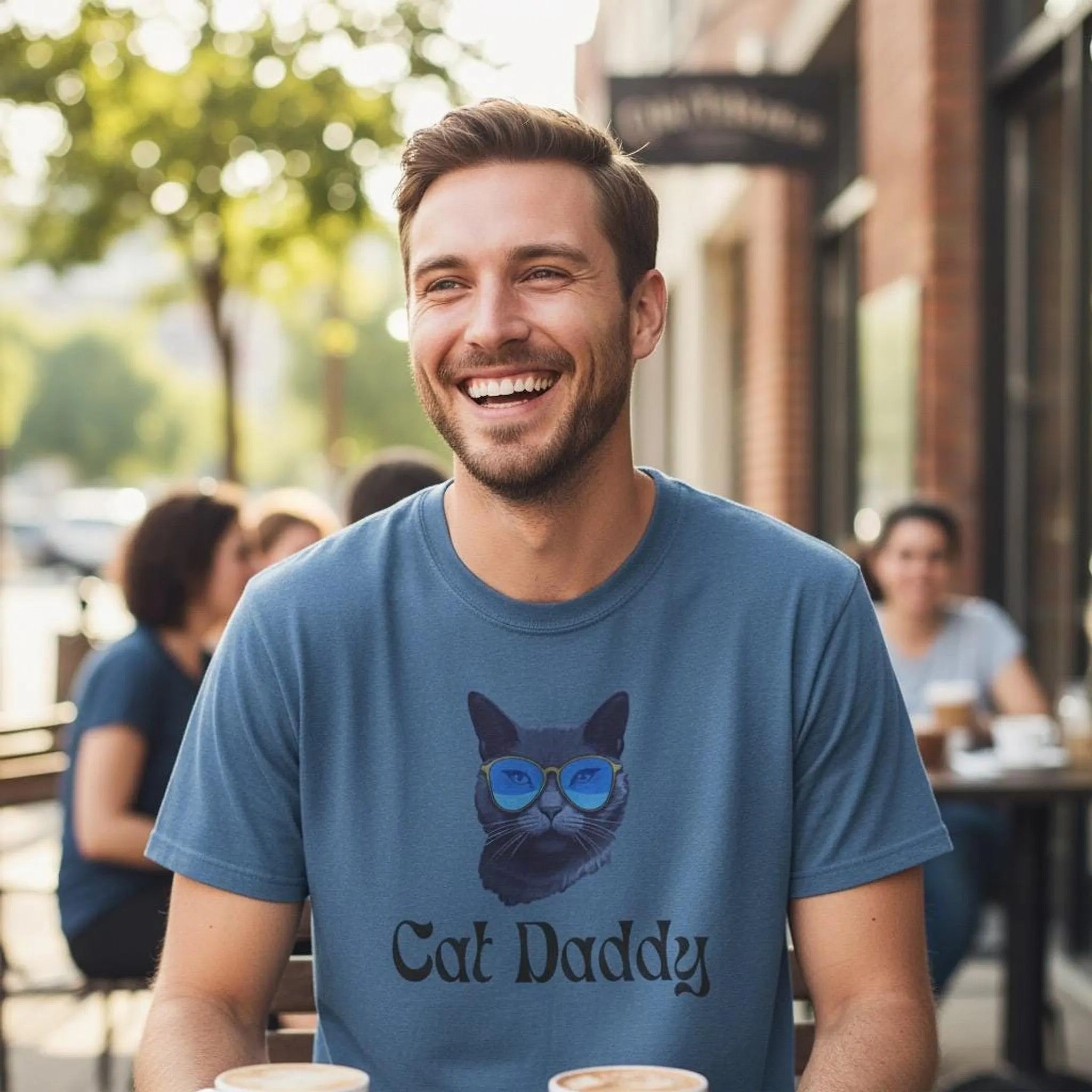 Cat Daddy Graphic T-Shirt | Cat Face with Sunglasses Retro Tee
