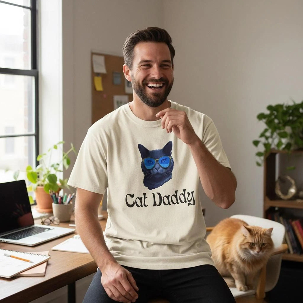 Cat Daddy Graphic T-Shirt | Cat Face with Sunglasses Retro Tee