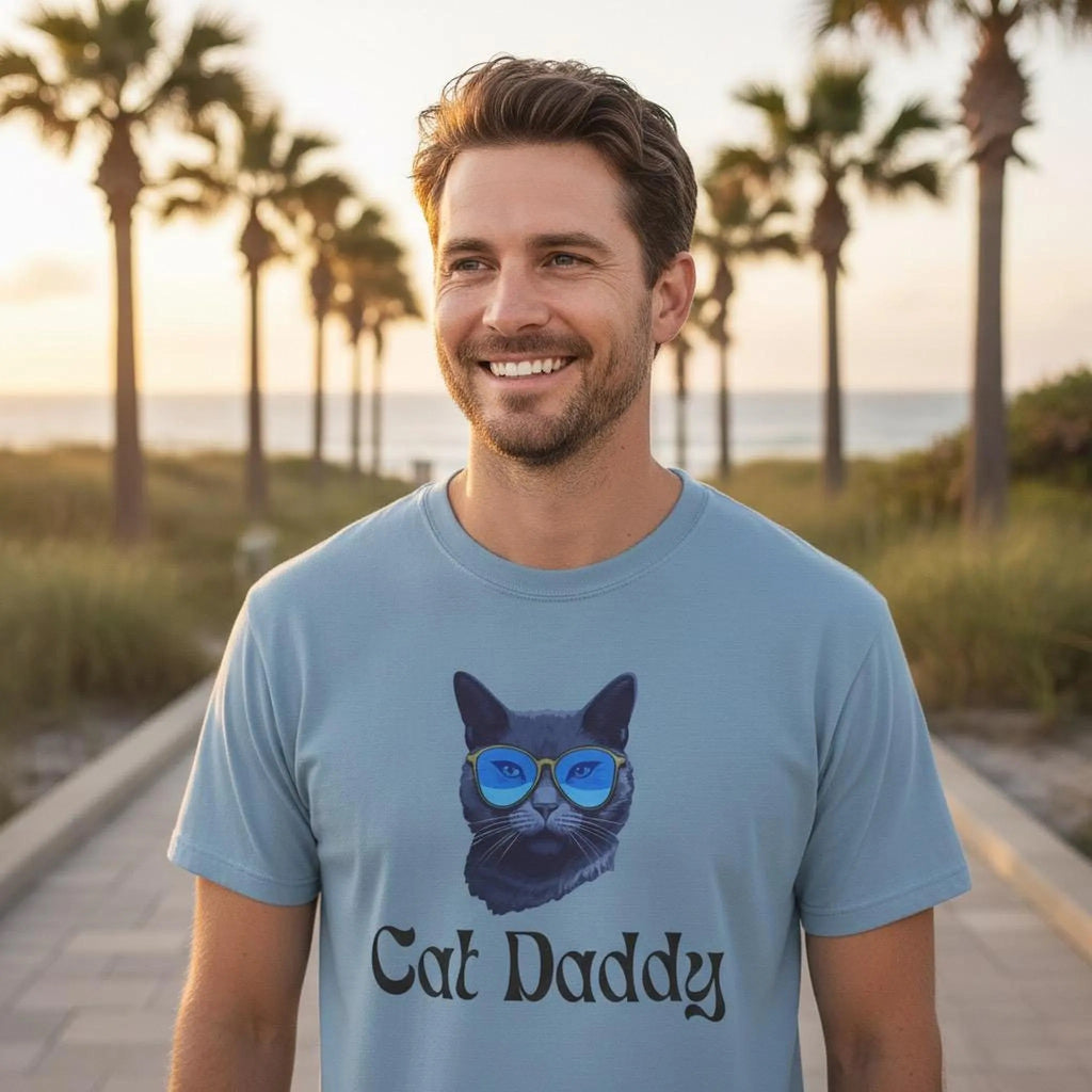 Cat Daddy Graphic T-Shirt | Cat Face with Sunglasses Retro Tee