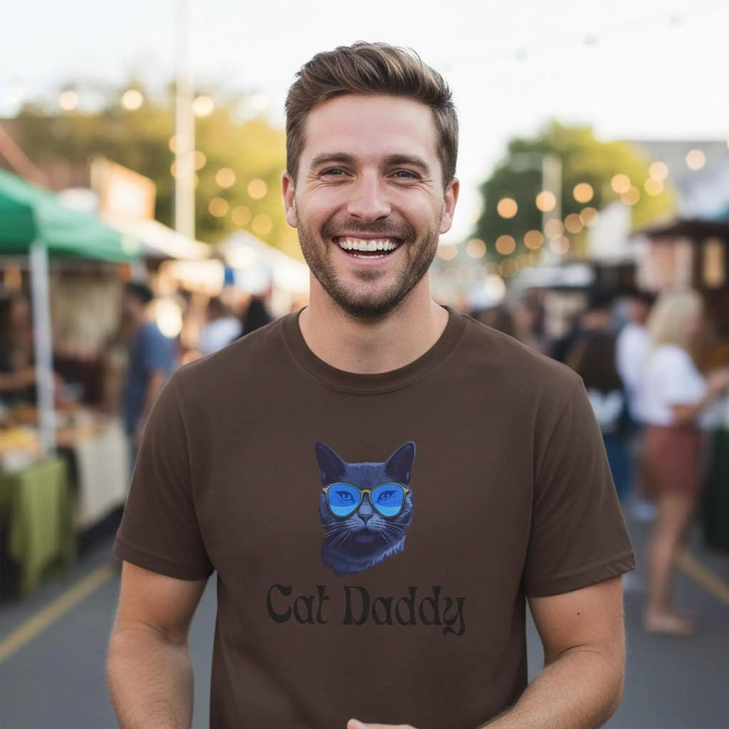 Cat Daddy Graphic T-Shirt | Cat Face with Sunglasses Retro Tee