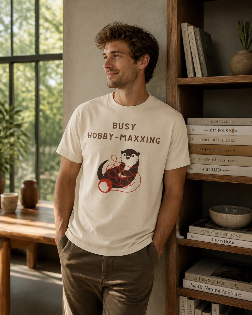 Busy Hobby-Maxxing Otter T-Shirt | Otter with Yarn Tee