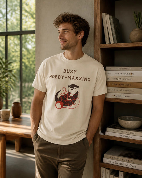 Busy Hobby-Maxxing Otter T-Shirt | Otter with Yarn Tee