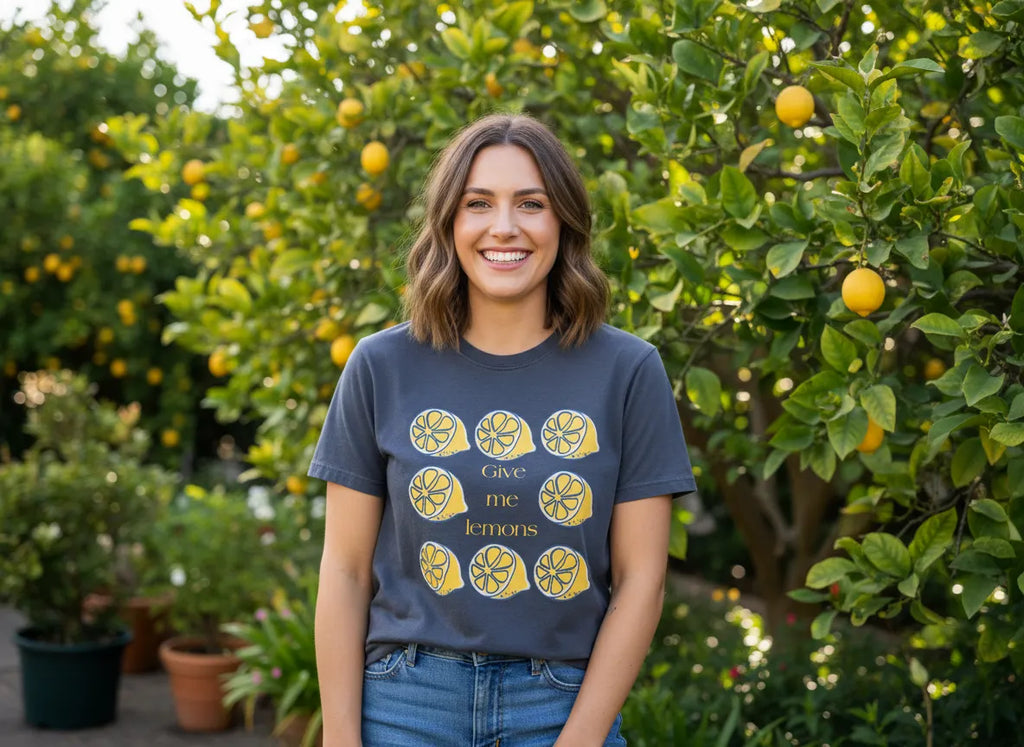 Give Me Lemons T-Shirt | Lemon Slice Graphic Tee, Citrus Floral Design