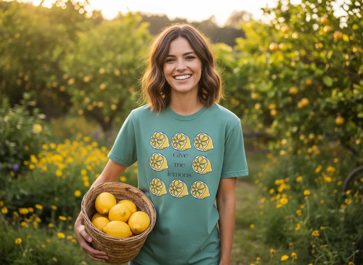 Give Me Lemons T-Shirt | Lemon Slice Graphic Tee, Citrus Floral Design