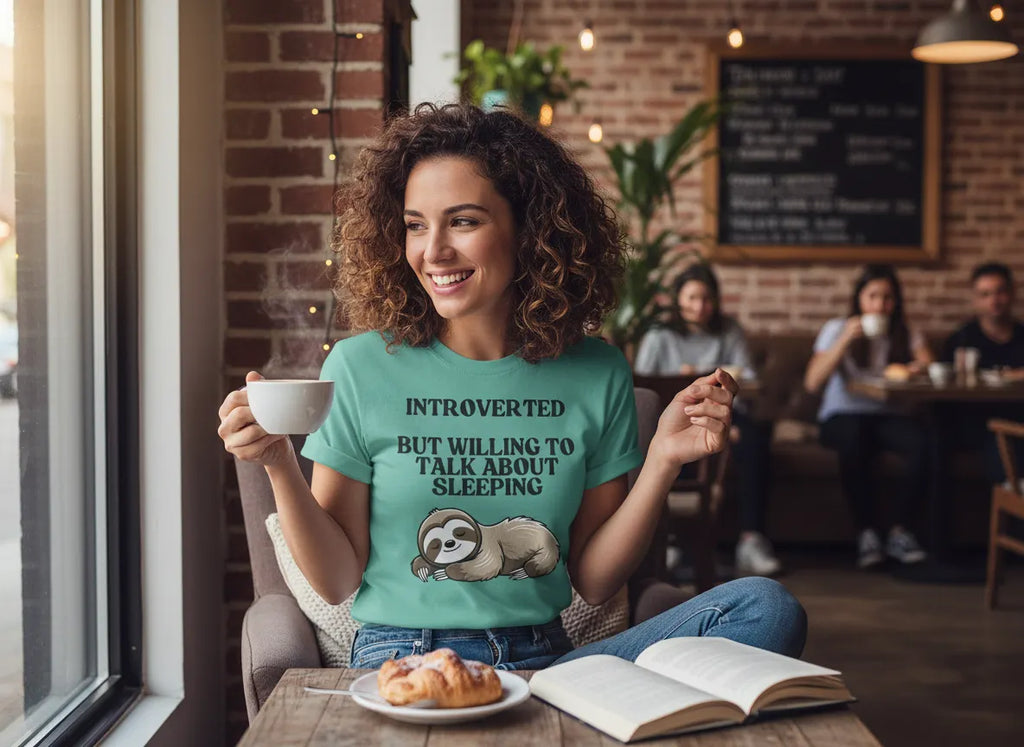 Introverted But Willing to Talk About Sleeping sloth T-Shirt | Cute Sleepy Animal Tee