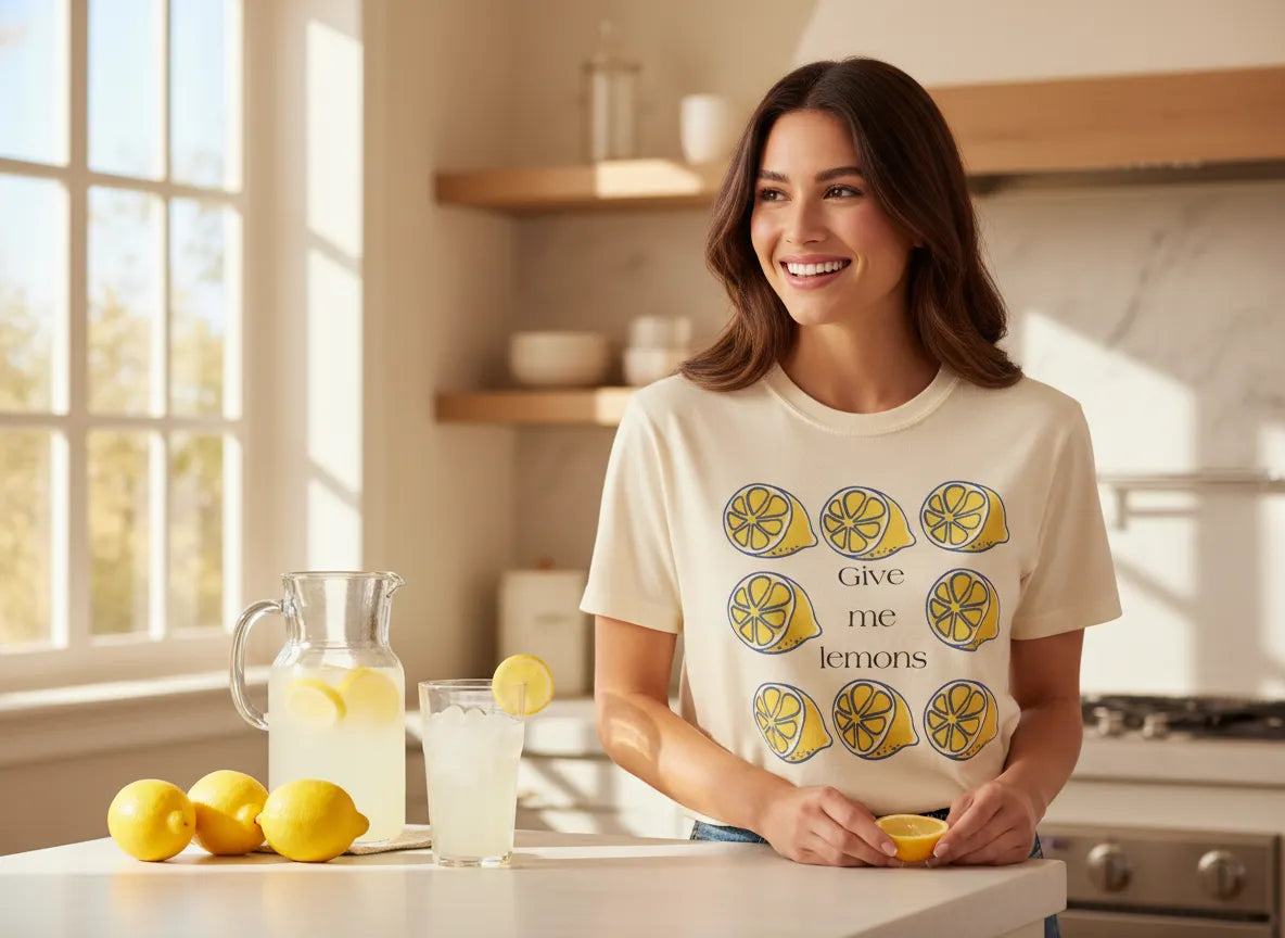 Give Me Lemons T-Shirt | Lemon Slice Graphic Tee, Citrus Floral Design