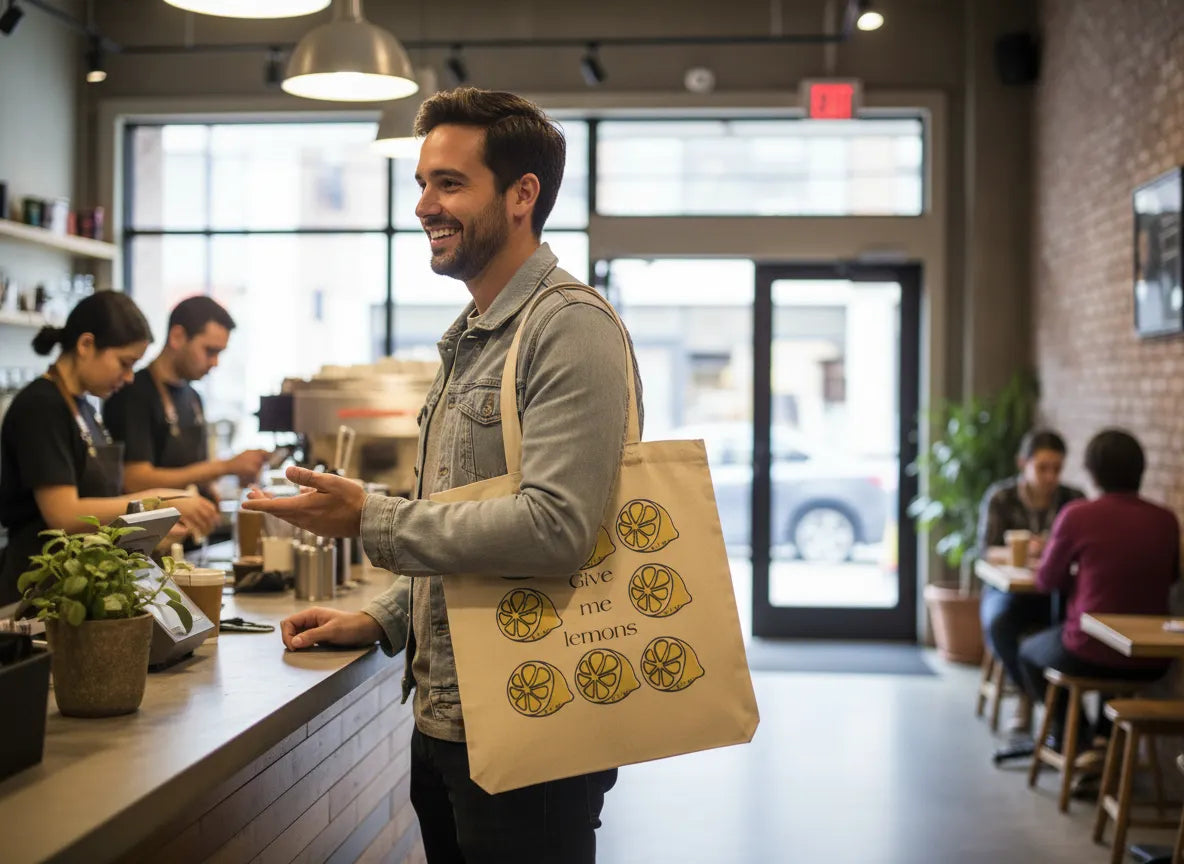 Give Me Lemons tote bag | lemon pattern canvas tote