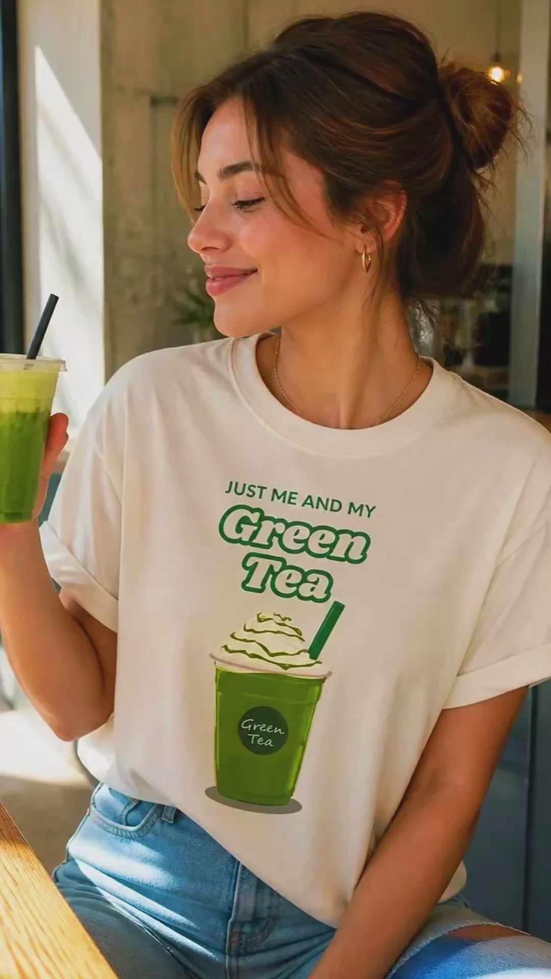 Just Me and My Green Tea T-Shirt | Matcha Drink Graphic Tee